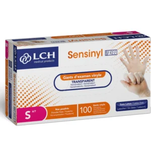 gants vinyle non poudrés boîte de 100